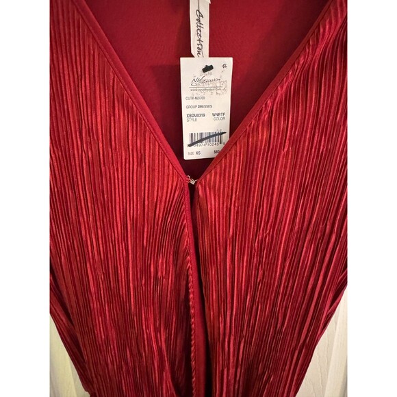 NWT NY Collection Wine Micro Pleated Jumpsuit Sz XS Sleeveless Tie Belt Career - Picture 5 of 14